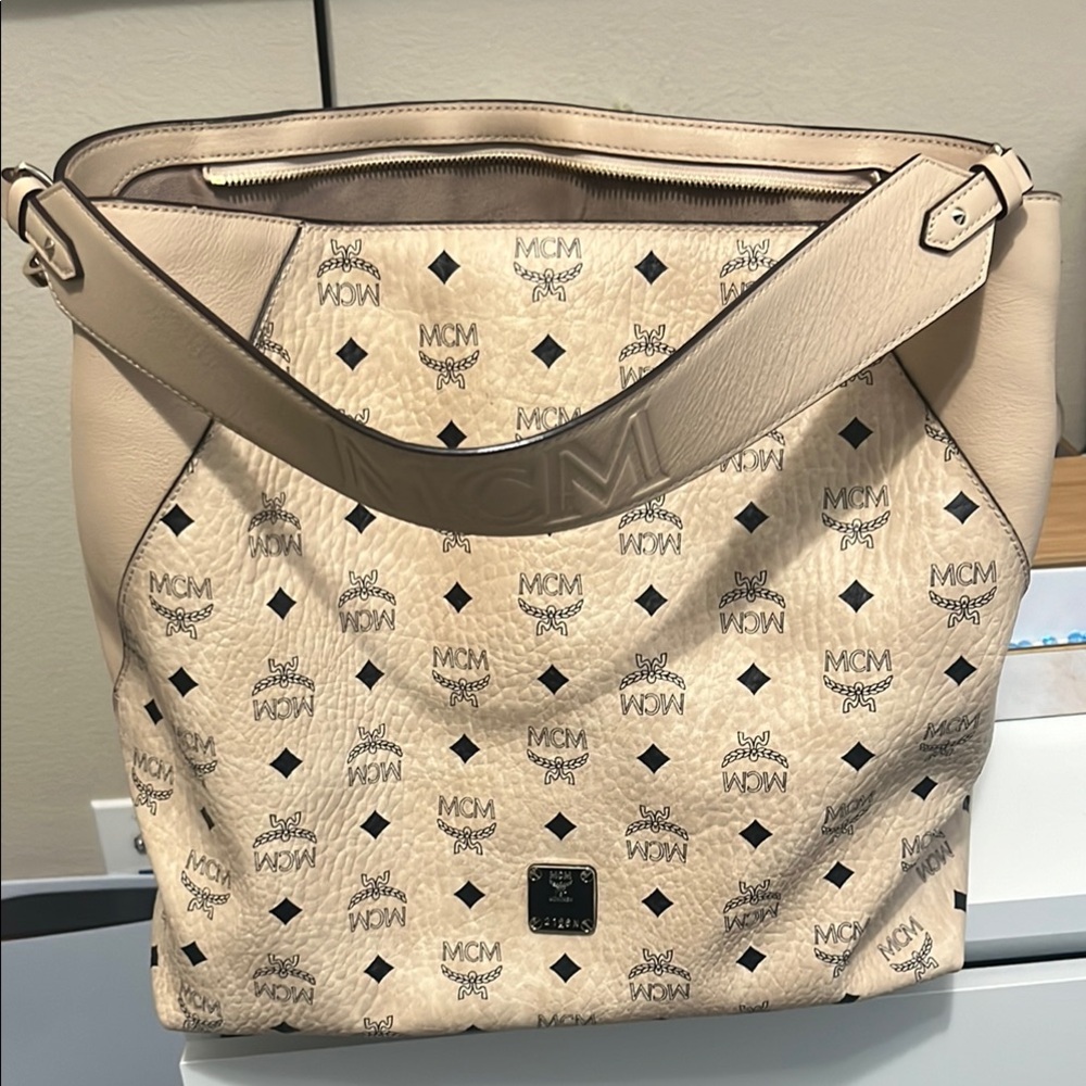 MCM Visetos Beige Klara Hobo Bag